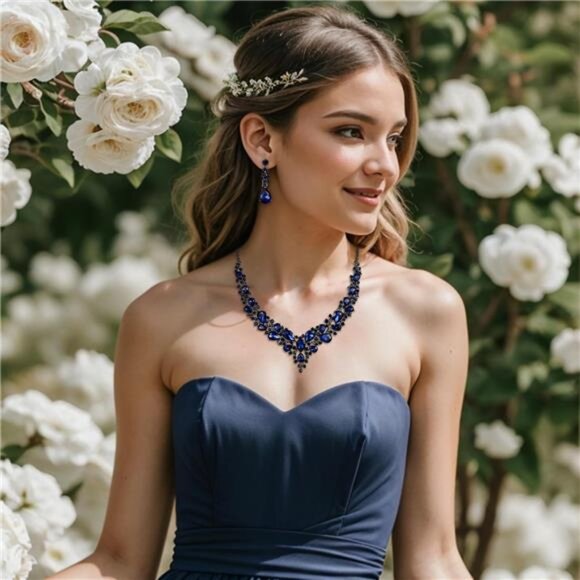 Women's Wedding Bridal Austrian Crystal Teardrop Cluster Statement - Picture 4 of 7